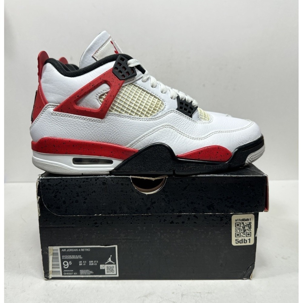 Air Jordan 4 Retro 2023 Red Cement Men's Size 9.5 DH6927-161 White Sneakers